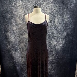 Vintage Nathalie Chaize duochrome crushed velvet sleeveless dress with slit